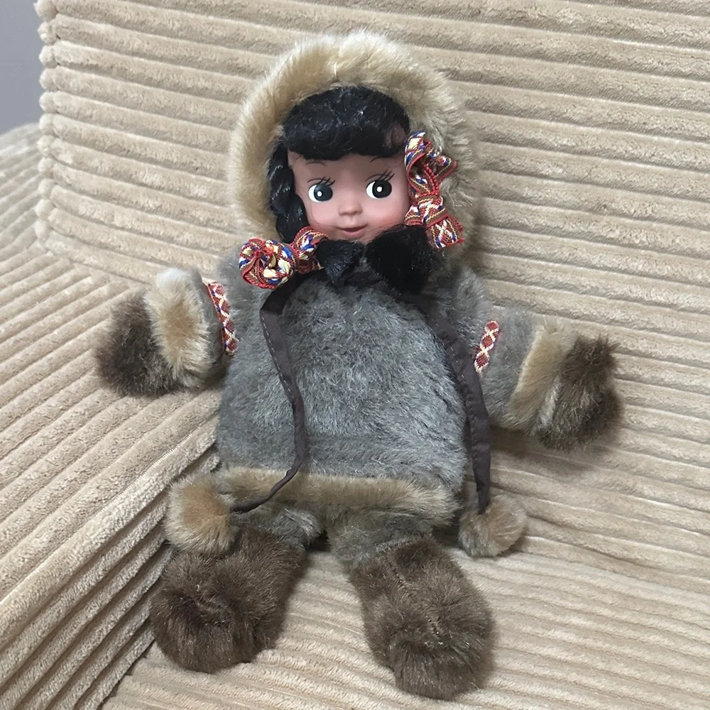 Collectible Artic Circle Eskimo Gray and Brown Plush Doll